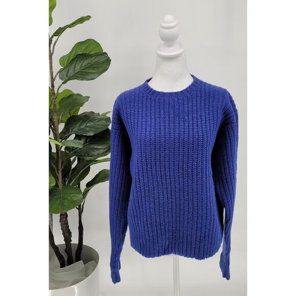 VTG Polo Ralph Lauren Blue Crew Neck Long Sleeve Wool Sweater Women's Large - Picture 1 of 5